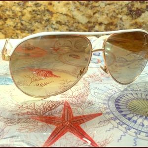 Gucci White Aviator Sunglasses